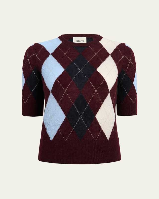 Anders Argyle Cashmere Short-Sleeve Sweat